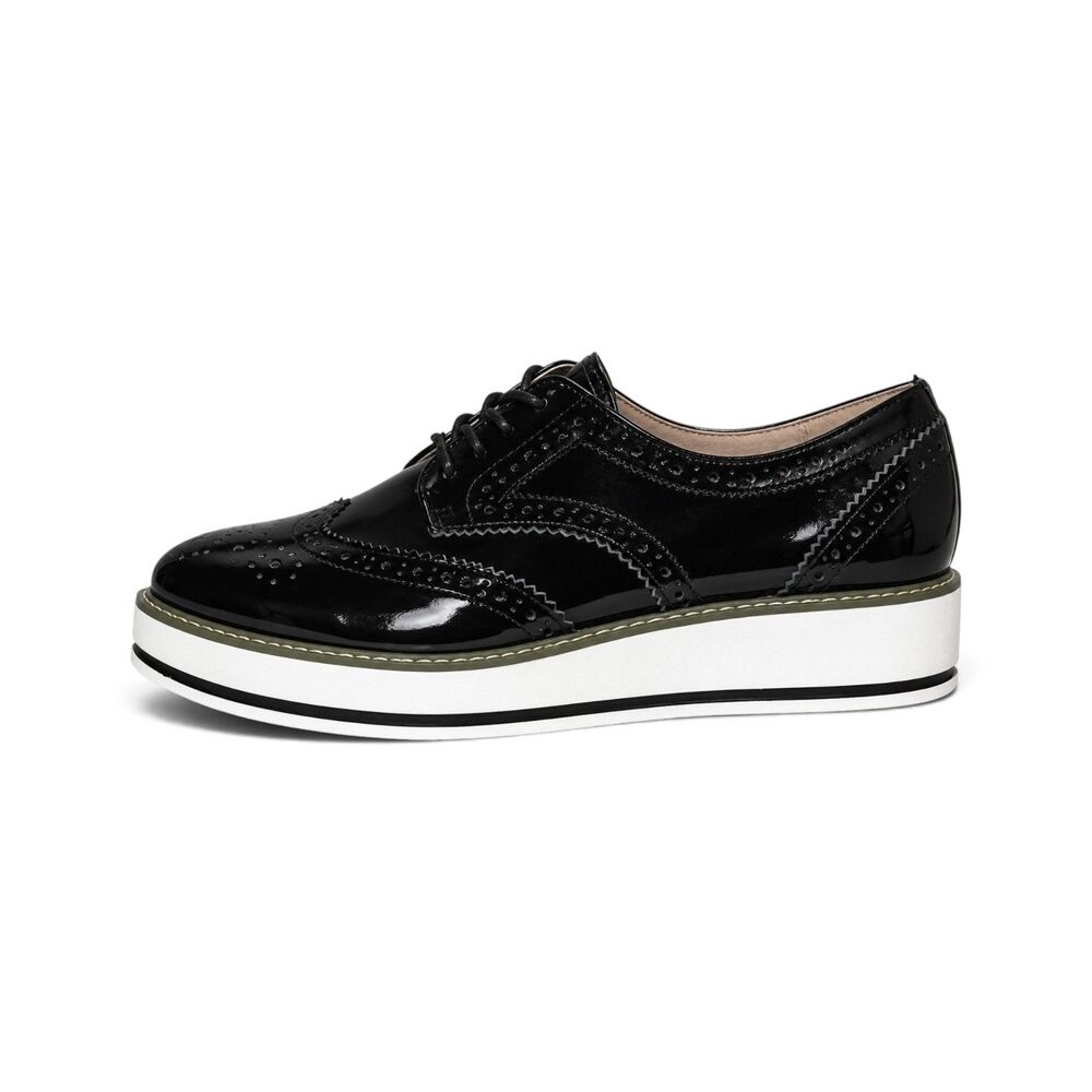 (2/37) NIB Dadawen Shoes Dadawen Patent Leather Women's Platform Wingtip Oxfords